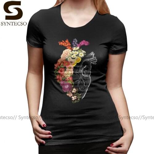 Heart T-Shirt Flower Heart Spring T Shirt O Neck Summer Women tshirt Cotton Simple Red Short Sleeve Print XL Ladies Tee Shirt