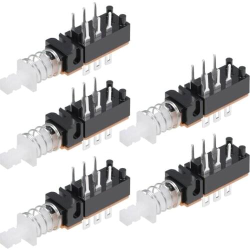 Push Button Switch DPDT 6 Pin 1 Position Self-Locking 5pcs
