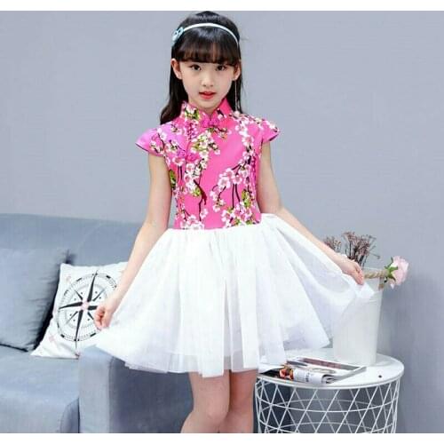 Girls Summer Chinese Style Dress Mesh Yarn 12 Childrens Clothing 11 Clothes 10 Evening Dress 8 Princess Fashion Dresses 6 Years