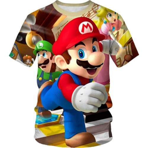 Men Women Summer Breathable T-shirt Funny Cartoon 3d T Shirt Cute Style Classic Game Mario Kids Clothes Casual Boys Girls Tops