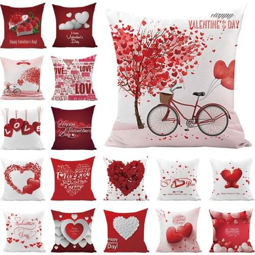 Top Selling Valentines Day Pillow Case Linen Pillowcase Printing Sofa Home Decoration Accessories 45 x 45cm Dropshipping