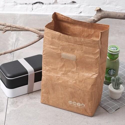 Reusable Leakproof Food Container Lunch Bag Waterproof Thermal Insulation Kraft Paper Aluminum Foil lunchbox Bag