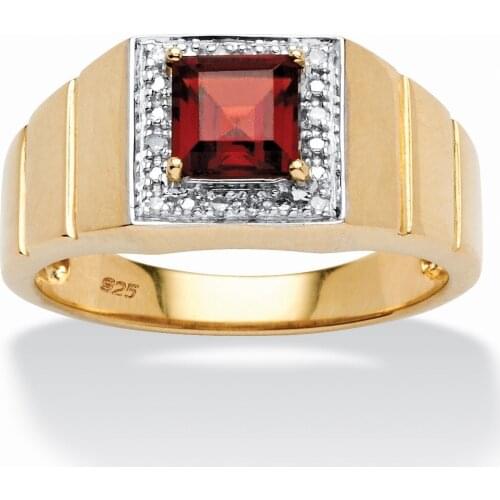 Mens Fashion 18K Gold Color Ring Luxury Domineering Ruby Ring Wedding Engagement Ring Party Jewelry Size 6-13