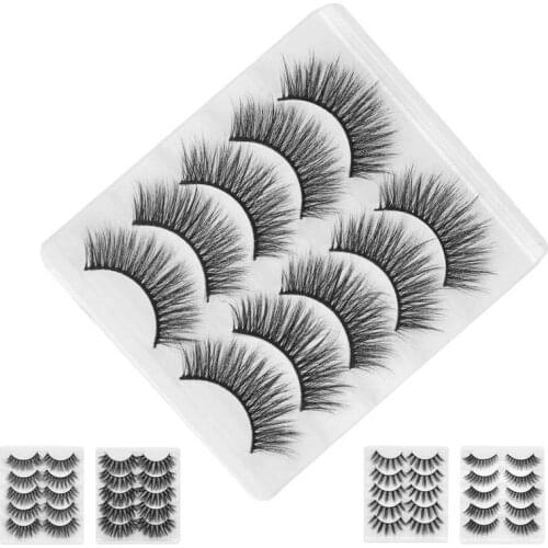 Fiber Fake Eyelashes Lightweight and Portable Fake Eyelashes 5 Pairs False Eyelashes for Home for Salon