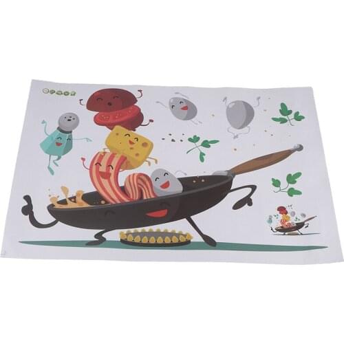 Cartoon home stickers Happy pan kitchen Wall Sticker for Kitchen fridge cupboard decoration art Decals Removable Mural wallpaper