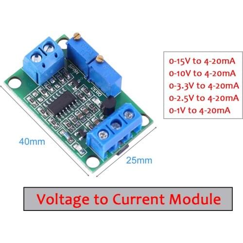 DC 0-2.5V DC 0-3.3V DC 0-10V DC 0-15V DC 0-1V to 4-20mA Non-Isolated Voltage to Current Converter Module LED Indicator DC7-30V