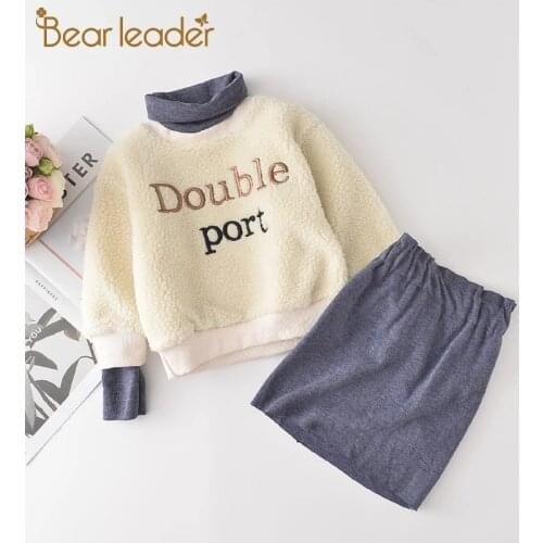 Bear Leader Girls Casual Dress New Autumn Girl Letter Print Dresses Cute Ruffles Kids Party Dress Long Sleeve Children Clothing
