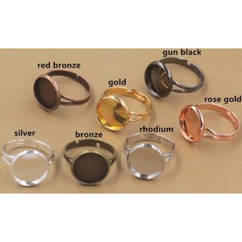 50pcs/lot Adjustable Superior quality Bronze Ring Base Fit Dia 10 12 14 16 18 mm Glass Cabochons Cameo Settings Tray DIY Jewelry