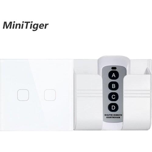 MiniTiger EU Standard Touch Switch 1/2 Gang 1 Way Wall Switch Light Touch,Tempered Glass Panel Switch Waterproof LED Lamp Swit