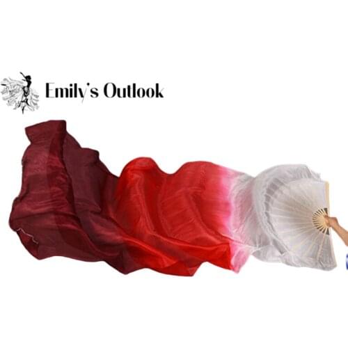 Wholesale Belly Dance Silk Veil Real Silk Bamboo Long Fan Dancer Performance Props Church Praise Silk Fan Veil Flag Streamer New