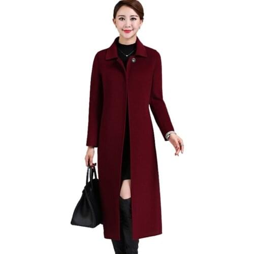 Woolen Coat Womens Mid-long Winter Jacket New Big Size Fashion Korean Temperament All-Match Was Thin Woolen Overcoat Female