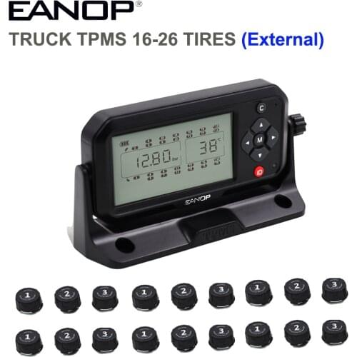 EANOP TPMS 16/26 Wheels Digital LCD display Tire Pressure Monitoring System External BAR/PSI For Truck, buses, trailers