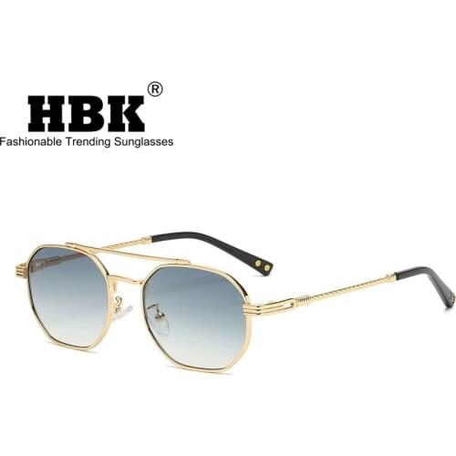 HBK Round Sunglasses Men/Women Mirror Retro Metal Sunglasses Men Vintage Glasses Men Luxury Driving Eyewear Sun Glasses UV400