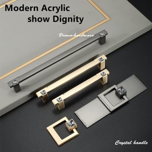 Modern Diamond Crystal Handles Shoebox Cabinet Handles Closet Dresser Drawer Knobs Wardrobe Pulls Pullers Furniture Hardware