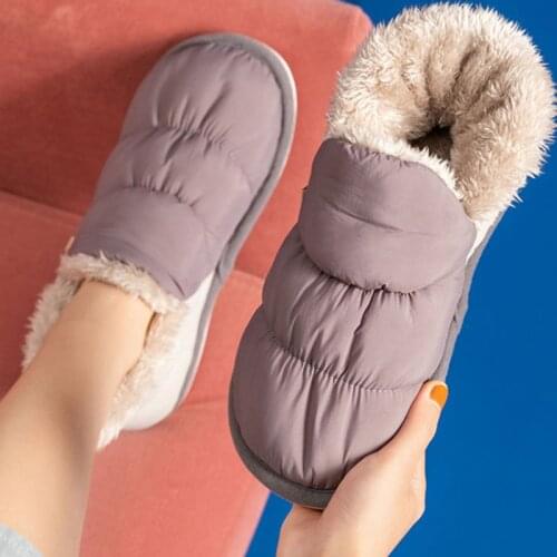 Winter Warm Plush Slippers for Men Women Warm Indoor Cotton Shoes Large Size 48 thermal SNOW Boot Thicken Sole Slip on Footwear
