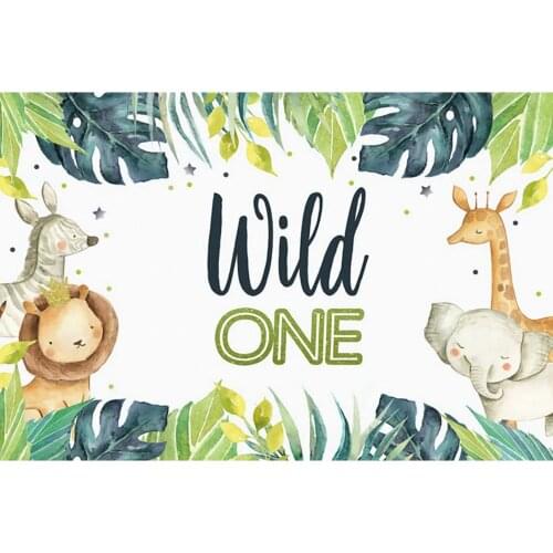 Tropical Forest Jungle Wild One Animal Safari Lion Newborn Baby Shower Birthday Party Backdrop Vinyl Photography Background Prop