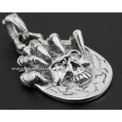Solid 925 Sterling Silver Claw Skull Mens Biker Pendant Biker Jewellery 8C007