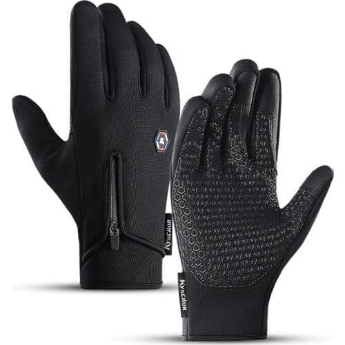 Outdoor Winter Cold-Proof Waterproof Men Gloves Cycling Fluff Warm Touchscreen Zipper Windproof Sports Anti-Slip Women Gloves