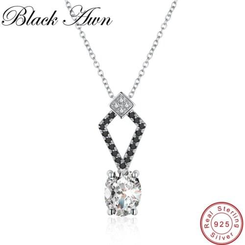 [BLACK AWN] 925 Sterling Silver Eternity Band Fine Jewelry Trendy Necklaces for Women Wedding Pendants P120