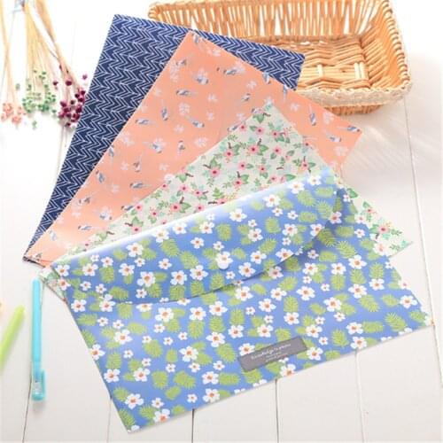 1PC Fashion Durable Folder Floral File Bag for A4 Paper Pvc Waterproof File Folder School Students Office Stationery Supplies