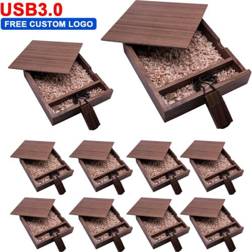 10PCS/lot Free LOGO Photography Wooden Photo Album Usb3.0+Box Usb3.0 Flash Drive U Disk Pendrive 8GB 16GB 32GB 64GB for Wedding