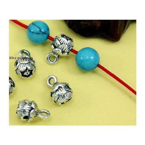 10pcs/lot Tibetan Silver Lotus Tee Hanging Head Pendants Handmade Decorative Metal DIY Jewelry Alloy accessories fg4s
