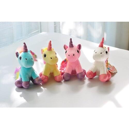 10CM Unicorn Pendant Bag Accessories Small Child Baby Car Pendant Soft Key Chain Ring Plush Keychains Doll Toy
