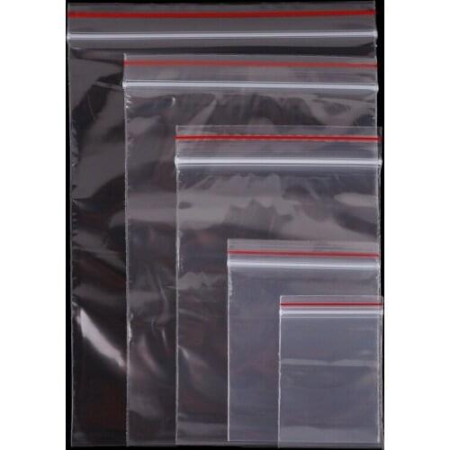 100pcs/pack PE Jewelry Ziplock Reclosable Plastic Poly Clear Bags Clear Food Gift Storage Bags Kitchen Pouch 4.8