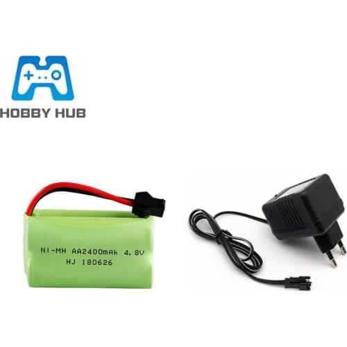 4.8V 2400mAh NI-MH Battery + charger For Rc Toys Cars boats Tanks Robots gun spare parts AA NiMH 4.8v Rechargeable Battery Pack