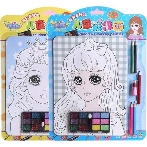 4pcs/set Creative Children Fill Color Makeup Painting Girl Makeup Toy DIY Handmade Graffiti Painted Watercolor Set Children Toys