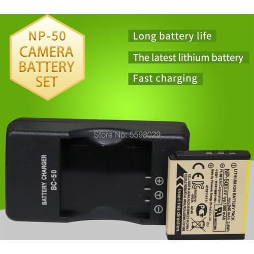 1PCS 3.6v 1000mAh NP-50 NP50 KLIC-7004 D-Li68 Battery+For Fujifilm BC-50 Charger X10 X20 XF1 F50 F75 F665 F900 F775
