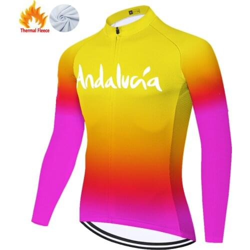 Andalucia Winter Thermal Fleece Homme Jersey Masculino Camiseta Bicicleta Maillot Ciclismo Hombre Equipamento De Ciclismo