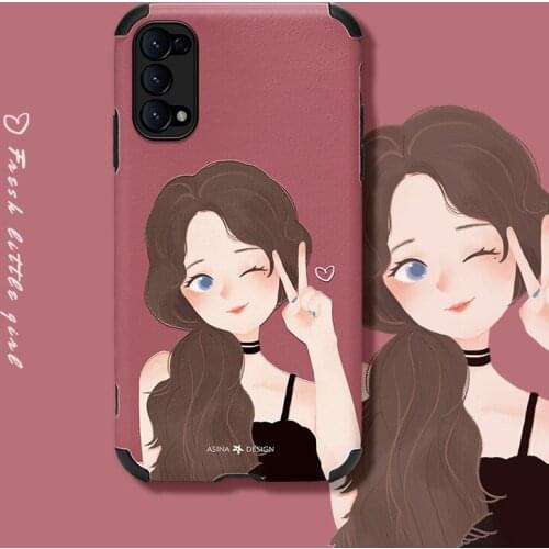 ASINA Imitation Lambskin Case For OPPO Reno 2 3 4 5 Pro Cute Cartoon Silicone Cover Bumper For Realme X7 Find X3 X2 Pro Lite