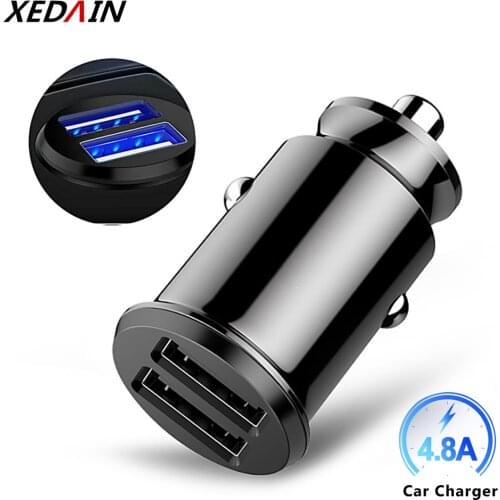 4.8A Dual USB Car Charger Quick Charging Mini Car-Charger Fast Auto Charge 2 Port 24W for iPhone 6 7 8 GPS Samsung Huawei Xiaomi