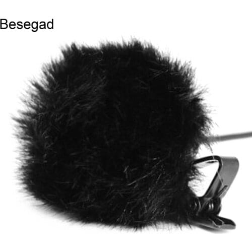 Besegad Furry Microphone Windscreen Muff Artificial Fur Windshield Wind Muff for Mini Clip-on Lapel Lavalier Microphone Mic