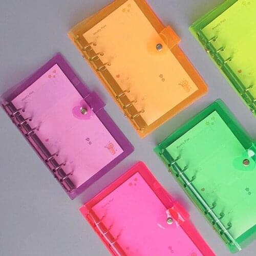 A5 A6 A7 Binder Loose-Leaf Notebook School Office Planner Kawaii Stationery Laser Cover Diary Notebook PVC Button Gifts Glitter