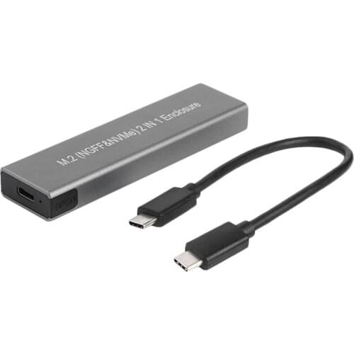 M.2 Hard Drive Box SATA + NVME 2in1 HDD Enclosure 10Gbps High Speed Transmissin D08A