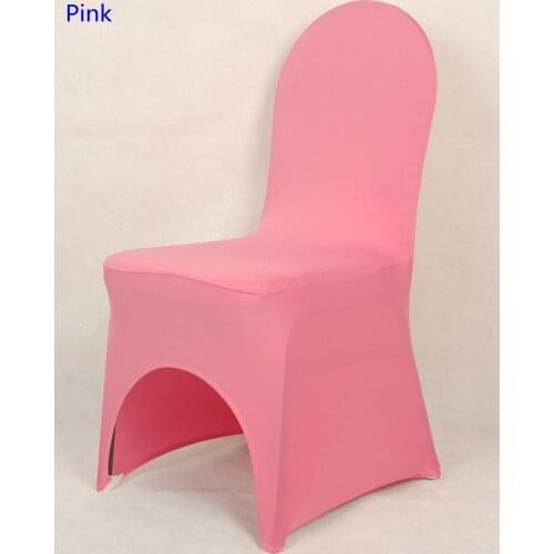 Colour Pink Stretch Chair Cover For Wedding Decoration Banquet Lycra Chair Cover For Sale Dinning Chairs Arch Front Open