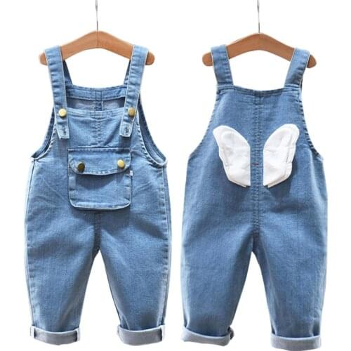 Childrens Denim Overalls Baby Jeans Pants Baby Boys Girls Trousers Infant Clothing Toddler Babies Pants Little Kids 1-3 Years