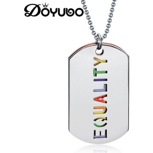 DOYUBO Classical Stainless Steel Rainbow Pendant Necklace For Homosexual High Polished Tag Charms Chains Punk Gay Jewelry DC019