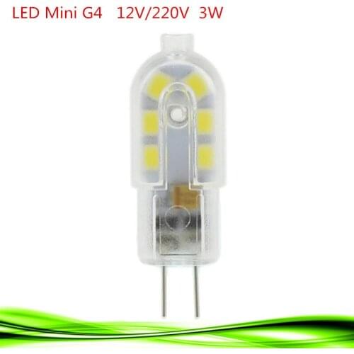 EMS 1000X LED Lamp G4 3W AC/DC 12V 220V SMD2835 Lampada LED G4 Mini Bulb Transparent Lights Replace Halogen Warm/Cool white dhl