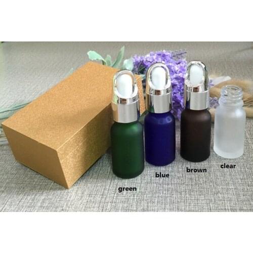 4pcs 10ml frosted glass bottle empty dropper bottle With wooden box,silver cap essential oil bottle, perfume subpackage jar