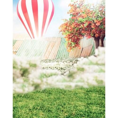 5x7ft Lawn Tree Hot Air Balloon Photography Backdrops Photo Props Studio Background
