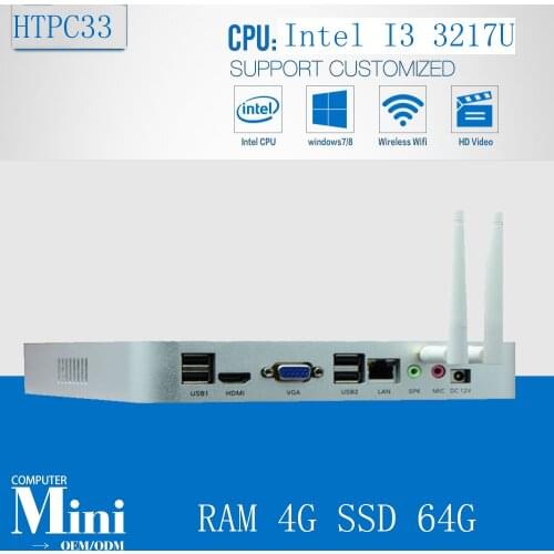 I3 3217U 1.8GHz DDR3 4G RAM 64G SSD,Desktop Computer,Game PC. Fanless Motherboard,Mini PC ,Tablet,HDMI,VGA