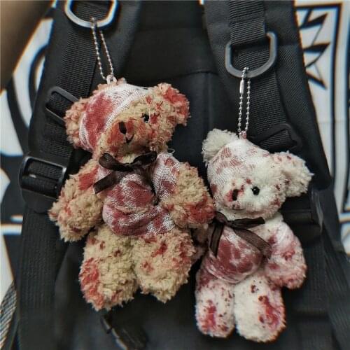 Ins The Injured Bear Plush Toys Gloomy Bear Keychain Stuffed Plush Doll Bag Pendant So Cool Gift For Cool Girl Boy