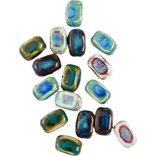 Ceramic Jewelry Fitting Square Bead Kiln Change Round Bead DIY Loose Bead Necklace Material Package charms for bracelet making