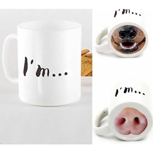 New Design Pig Nose Ceramic Coffee Mugs Office Home Piggy Nose Coffee Milk Drink Mugs Cup With Handle Funny Novelty Gifts