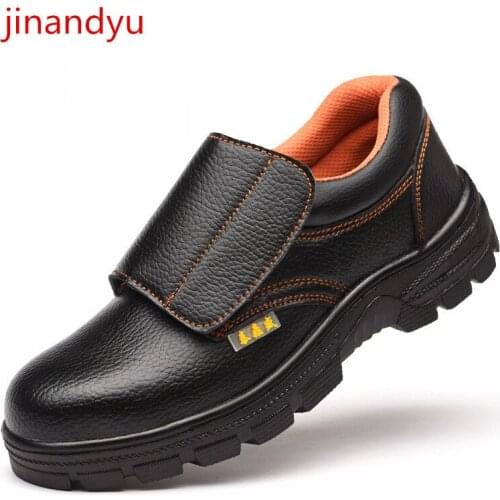 Leather Safety Shoes Men Steel Toe Shoes Anti-Smash Anti-Puncture Work Shoes Waterproof Men Shoes Anti-Scalding Industrial Shoes