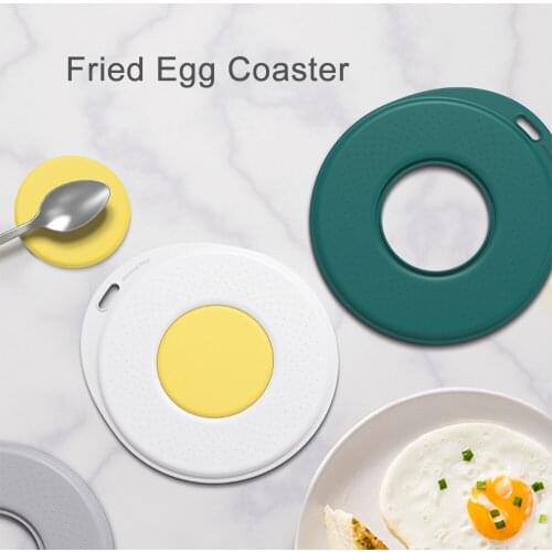 Creative Fried Egg Silicone Coasters Breakfast Fried Egg Toast Non-slip Ins Style Cute Potholder Office Placemat Desktop Deco