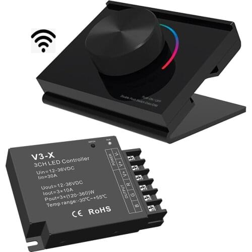 Led RGB Strip Controller RK3 Desk Mount Rotary Panel 2.4G Wireless RF Remote With Wireless Receiver For RGB Strip Tape Light Use